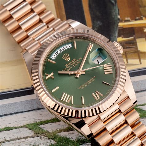 rolex presidential green face|rolex day date ref 228235.